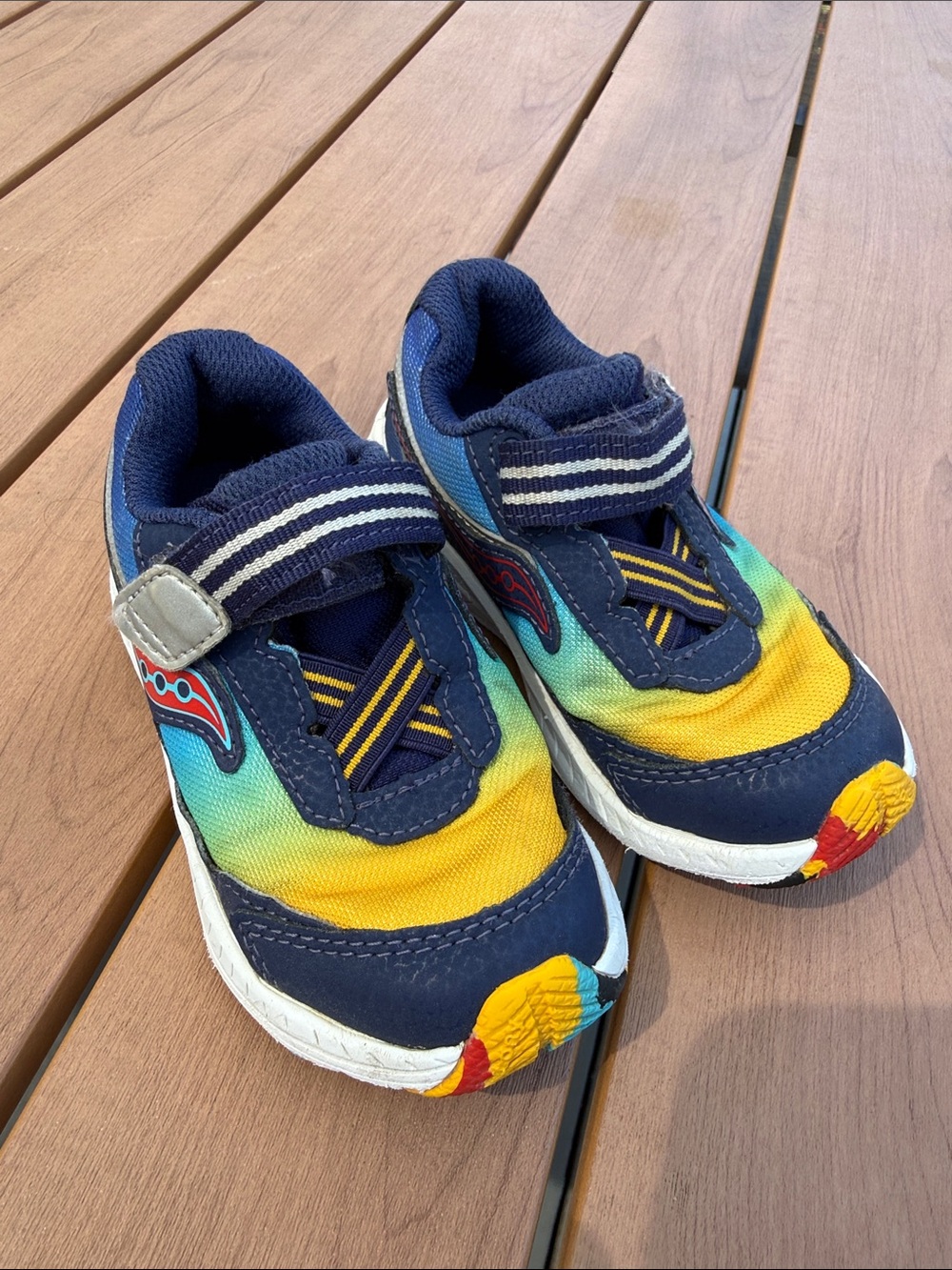 Saucony Kids Navy, Yellow and Teal Gradient Sneaker